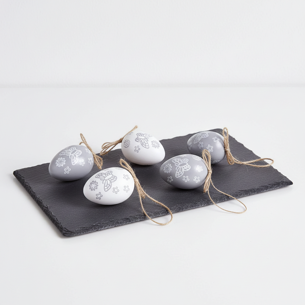 Velikonoční malovaná PVC vajíčka na pověšení – 6 ks